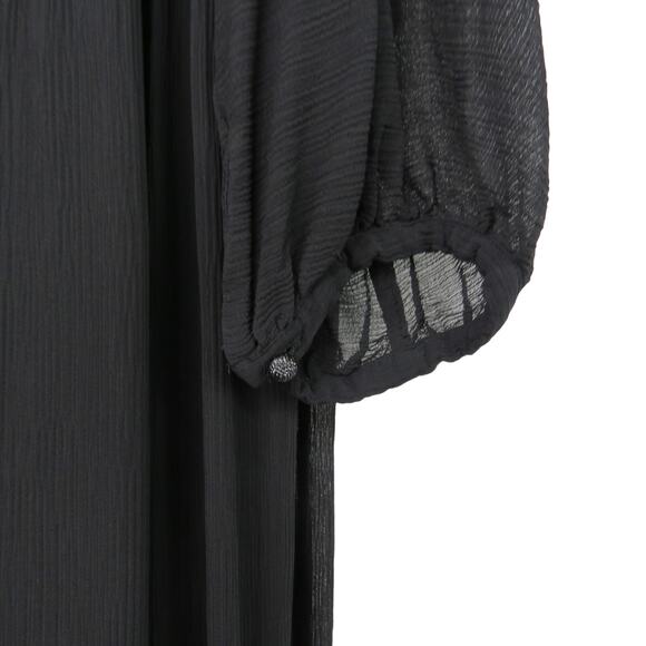 Massimo Dutti Black Long Sleeve Bishop Sleeve Maxi Dress with Neck Tie Medium - Picture 6 of 10